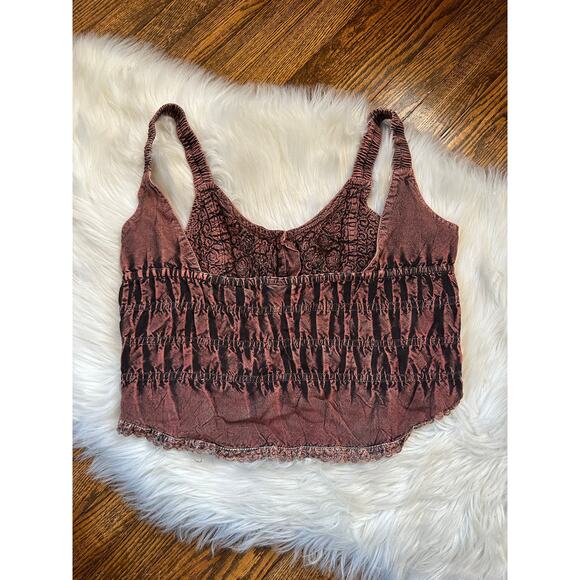 Hippie Renaissance Fairy Whimsigoth Button Embroidered Crop Tank Top - Picture 4 of 4